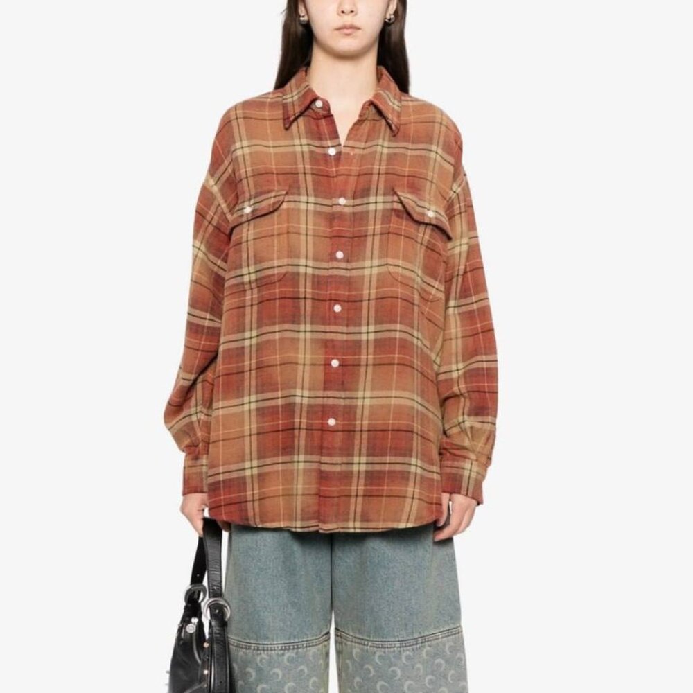 R13 NWOT boyfriend plaid cotton button-up shirt